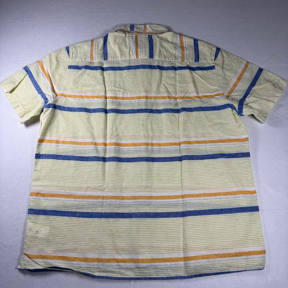 32 Bar Blues‎ Men’s XL Linen Cotton Striped Short Sleeve Shirt - Picture 3 of 10